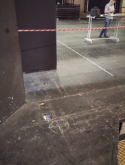 Circle on floor is where line array is